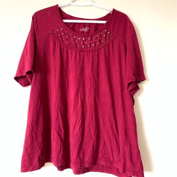 Seattle Purple studded short sleeve Blouse Size 2X - Picture 1 of 9